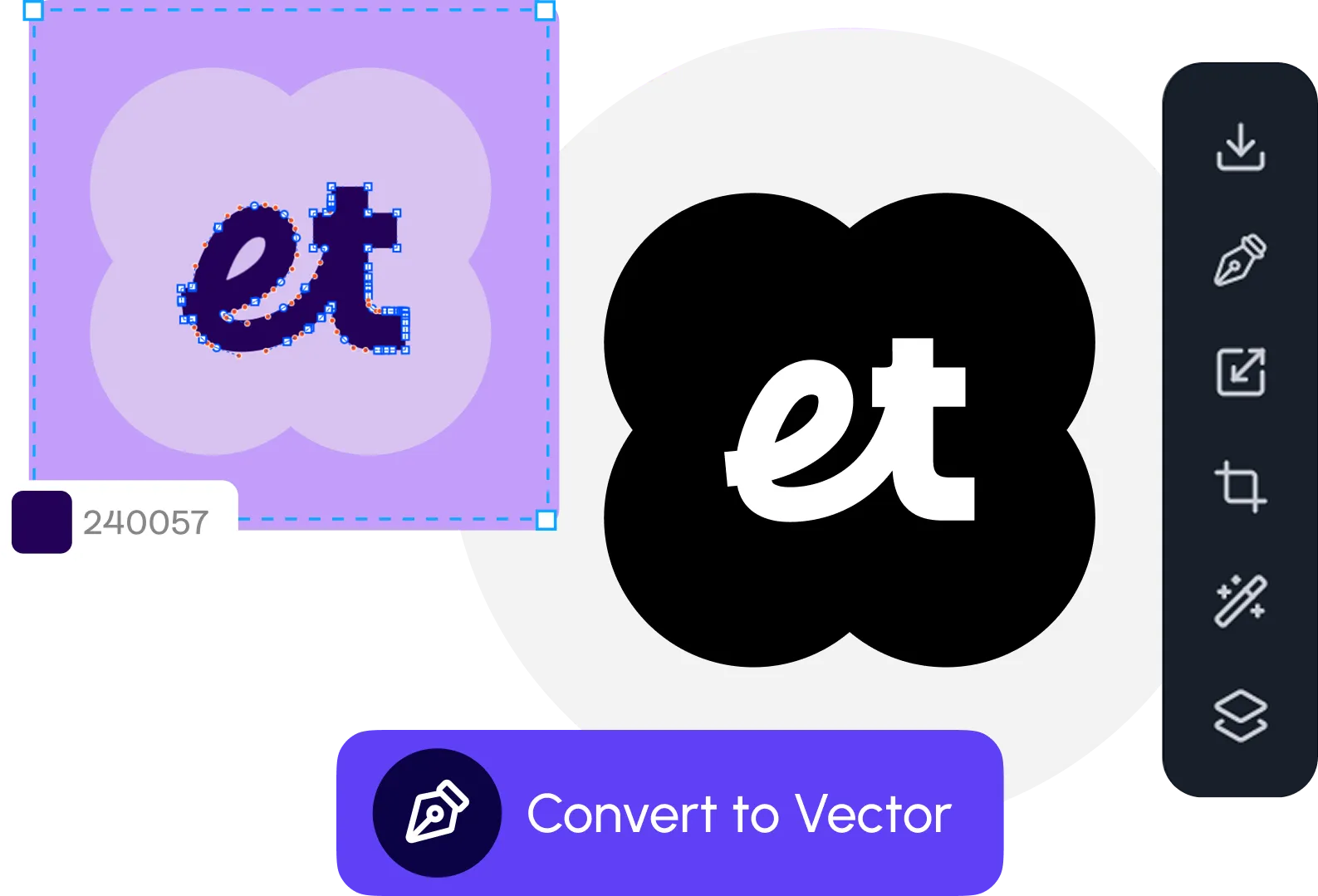 Vectorizer turning a logo into clean SVG paths