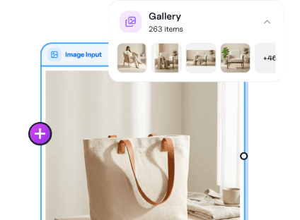 Choose inputs from your gallery and product catalog