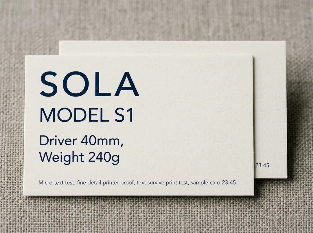 A printed card whose small type stays sharp at a small file size