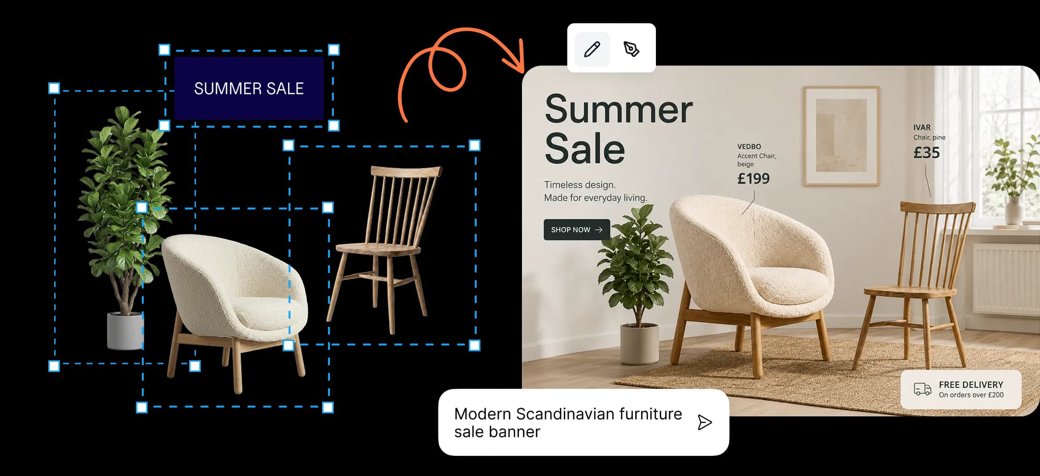 Precision editing and full control on the Hiding Elephant vector AI design canvas