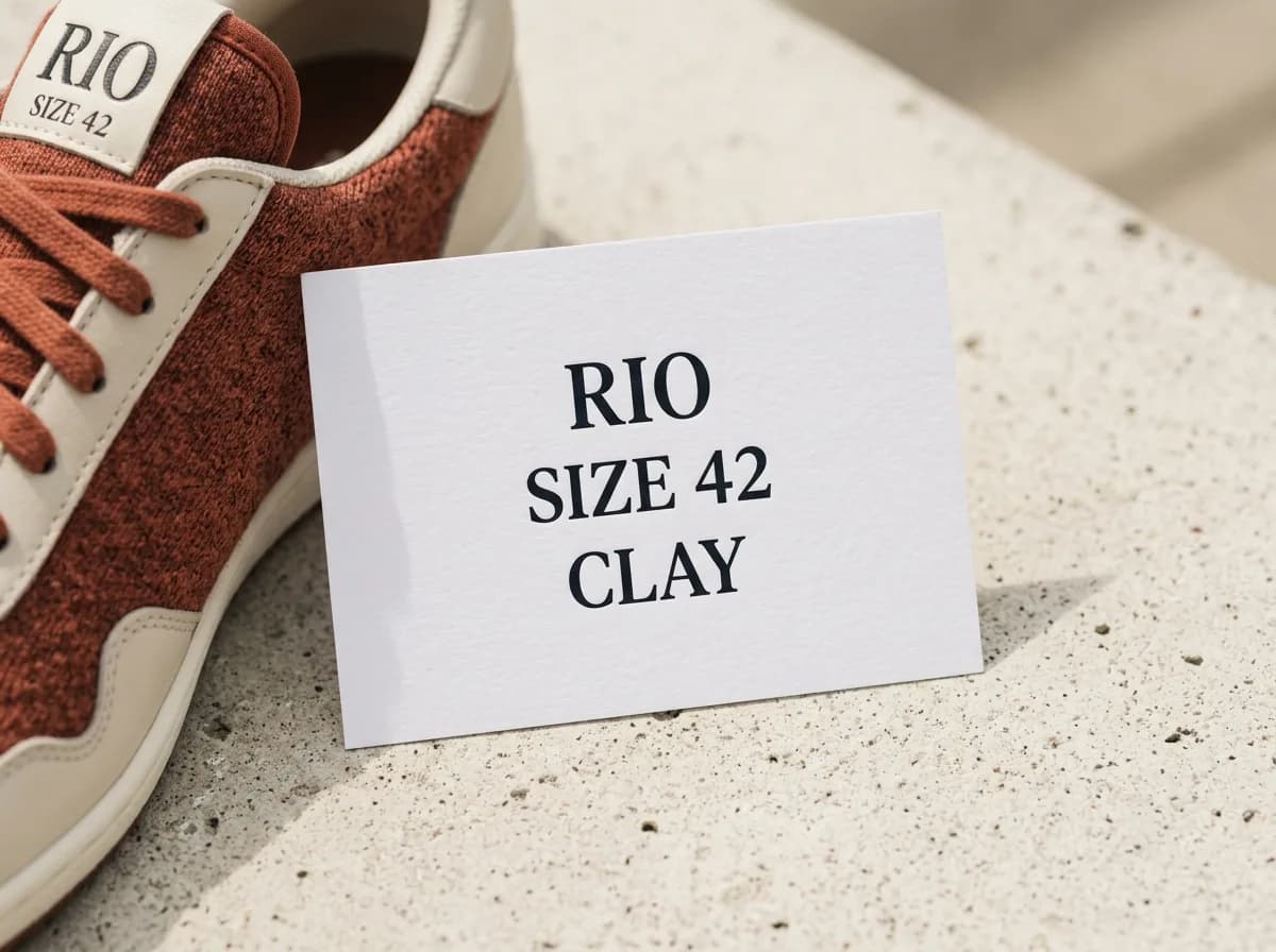 A RIO poster with exact type, margins, and the same sneaker — variation 3