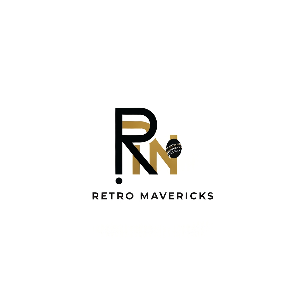 AI Logo Design by Hiding Elephant for Create a minimal premium monogram logo for “RETRO MAVERICKS”.
Use stylized letters “RM” merged into a single geometric mark.
Add a small cricket symbol like a ball or stumps subtly.
Color palette: black, gold, and white.
Modern, luxury, clean vector design. No background.