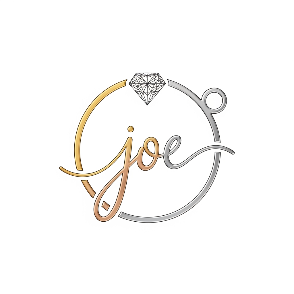 AI Logo Design by Hiding Elephant for 1. CONTEXT

You are designing a premium jewelry-style monogram logo for Jewels On Earth. The client wants the letters JOE written in continuous cursive, enclosed inside a circular pendant-like shape, with a diamond element on top.

2. TASK

Create a continuous cursive monogram “JOE” inside a circle frame, designed like a jewelry pendant. Add a diamond on top of the circle and a small pendant loop (pin) on the right top.

3. INSTRUCTION

Write J O E in one flowing, continuous signature-style cursive stroke.

Place the entire text inside a perfect circular outline (like a jewelry locket/pendant).

Add a geometric diamond on the top center of the circle.

Diamond should be faceted and premium, not cartoonish.

Add a small pendant loop / ring on the top-right side of the circle (as shown in sketch).

Maintain smooth luxury curves inside the circle.

Keep strokes elegant, thin, premium, with high-end jewelry aesthetics.

Use metallic colors: gold, rose gold, or platinum.

Keep background clean, vector-style, no textures, no mockups.

Everything must look like a premium jewelry logo.

4. DATA

Brand: Jewels On Earth
Monogram: JOE (continuous cursive)
Frame: Circular pendant outline
Top Element: Diamond shape (geometric facets)
Extra Element: Pendant loop/pin on top-right
Colors:

Gold #D4AF37

Rose Gold #B76E79

Platinum #E5E7EB
Style: Luxury cursive, pendant-style logo
Output: High-resolution vector logo