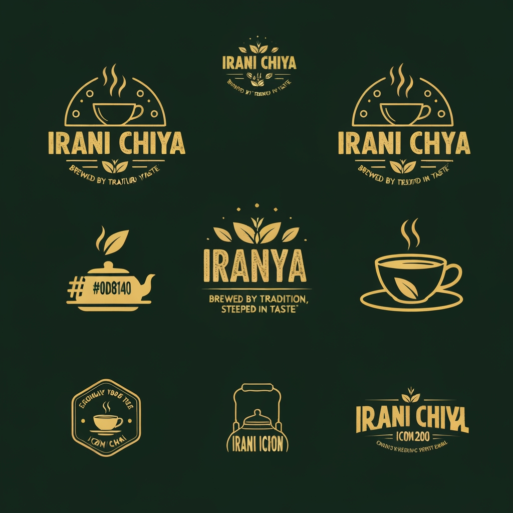 AI Logo Design by Hiding Elephant for “Create a modern, eye-catching logo for a café brand called Irani Chiya. The logo should strongly represent authentic tea culture with bold tea vibes. Include the slogan: ‘BREWED BY TRADITION, STEEPED IN TASTE’.
Use a clean, minimal yet premium design style. Incorporate elements like a steaming tea cup, tea leaves, or a traditional Irani tea kettle, but keep the design modern, iconic, and brandable.
Primary brand colors must be: Green #0D8140 and Yellow #FFF200 — use them prominently for contrast, vibrance, and recognition.
Typography should be bold, slightly vintage, and highly readable to match Irani chai heritage. The overall logo should feel warm, inviting, and memorable.
Generate variations including emblem style, icon-focused, badge-style, and wordmark versions with the slogan.” make best as you can possible