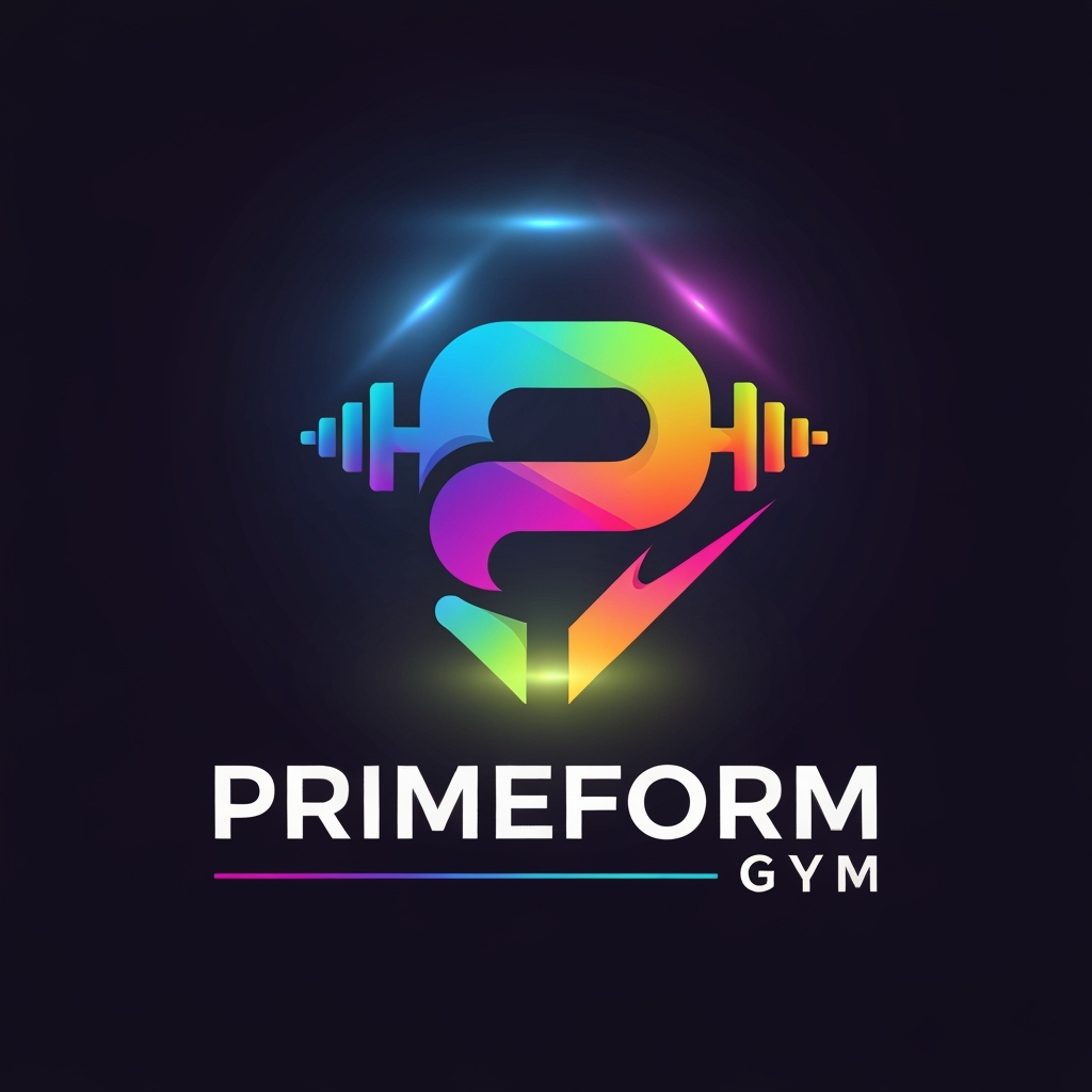 AI Logo Design by Hiding Elephant for “Create a colorful, dynamic logo for PrimeForm Gym, a modern fitness brand focused on strength, movement, and transformation.
Design a bold, geometric emblem combining a stylized letter ‘P’ with a dumbbell or motion-inspired shape.
Use a vibrant gradient color palette blending electric blue, neon pink, orange, lime green, and purple to represent energy and diversity.
Typography: sleek, bold, sans-serif font for ‘PrimeForm Gym’.
Style: futuristic, motivational, high-energy fitness branding.
Include soft lighting or glow effects around the logo to enhance the vibrant colors.
Vector-style, centered composition, transparent or dark background.”