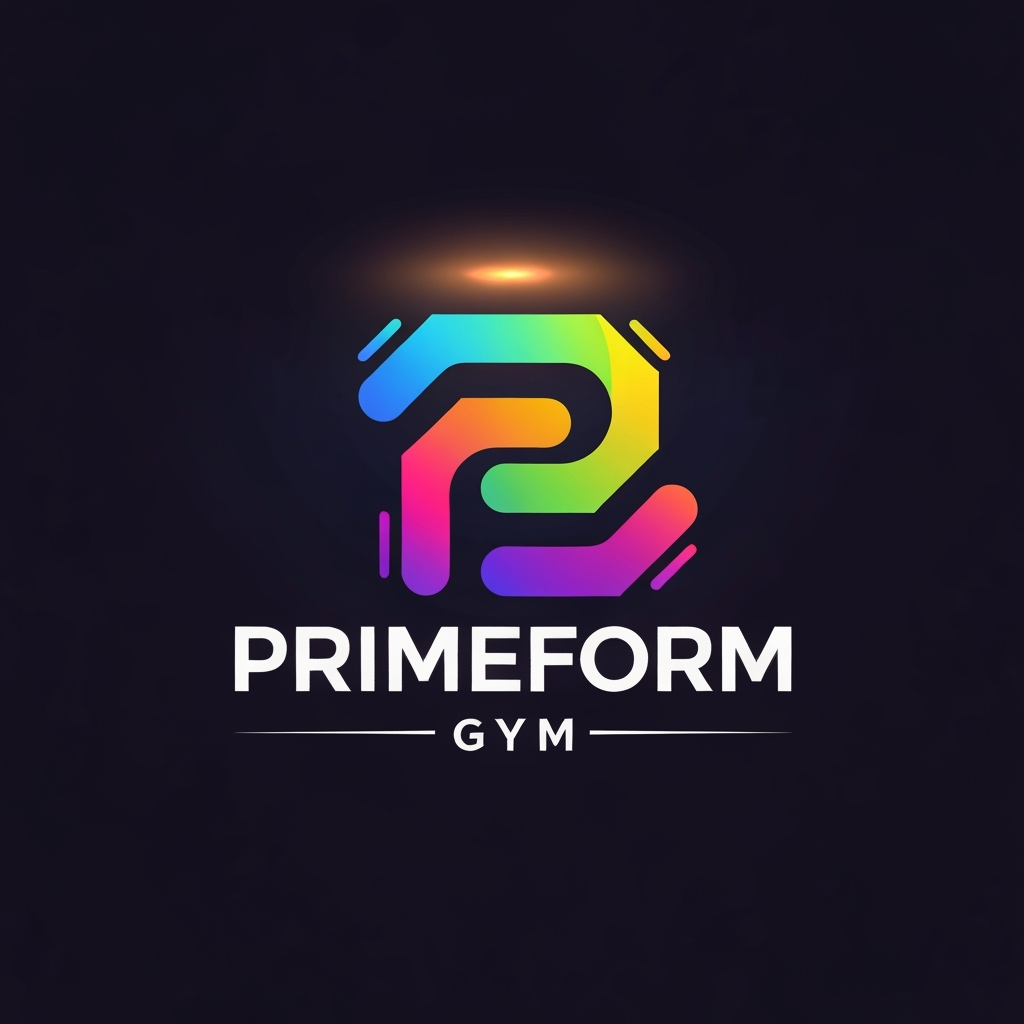 AI Logo Design by Hiding Elephant for “Create a colorful, dynamic logo for PrimeForm Gym, a modern fitness brand focused on strength, movement, and transformation.
Design a bold, geometric emblem combining a stylized letter ‘P’ with a dumbbell or motion-inspired shape.
Use a vibrant gradient color palette blending electric blue, neon pink, orange, lime green, and purple to represent energy and diversity.
Typography: sleek, bold, sans-serif font for ‘PrimeForm Gym’.
Style: futuristic, motivational, high-energy fitness branding.
Include soft lighting or glow effects around the logo to enhance the vibrant colors.
Vector-style, centered composition, transparent or dark background.”