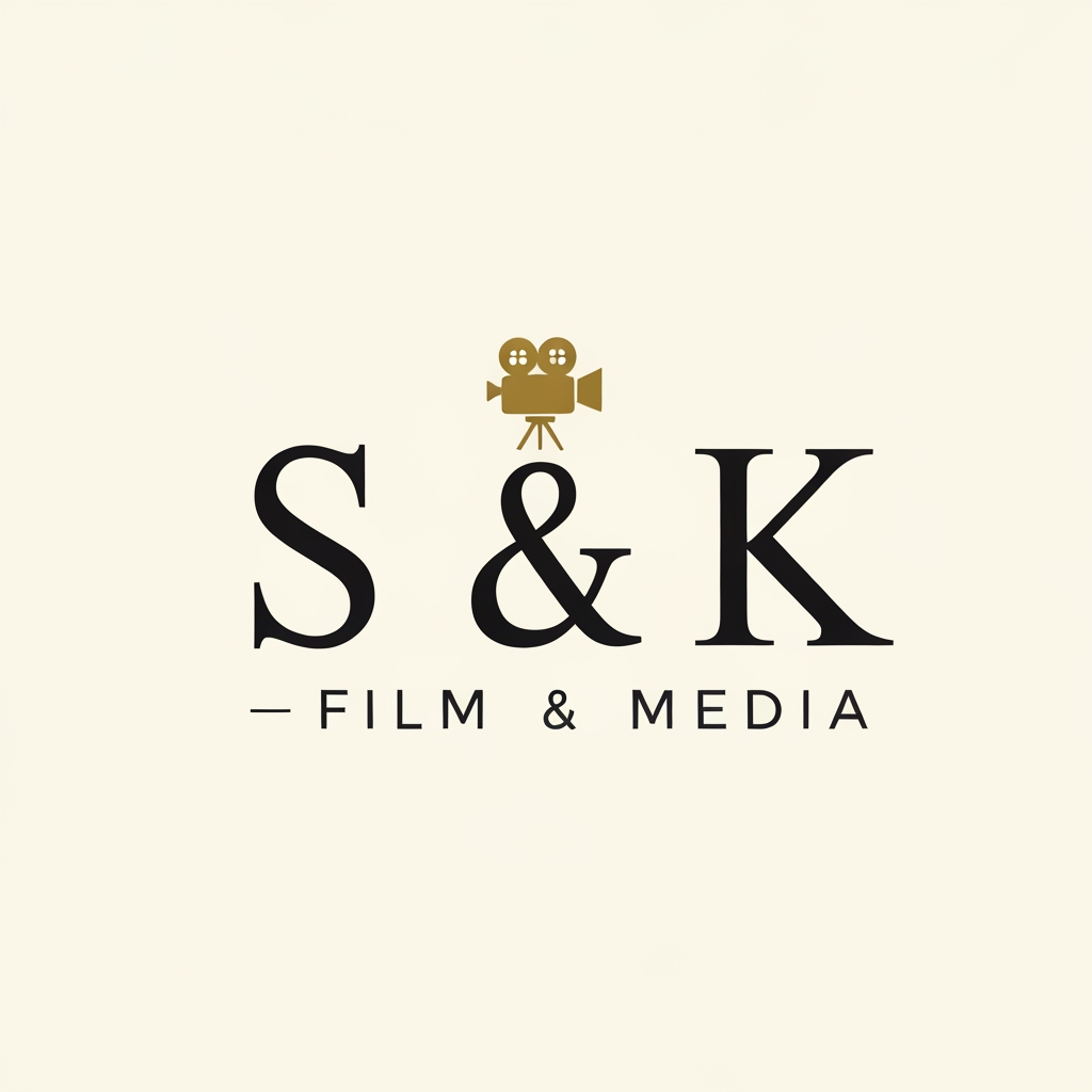 AI Logo Design by Hiding Elephant for Create a classic logo for SK Film & Media featuring a small elegant film camera icon in premium gold. The letters S and K in a refined serif or clean classic font, paired with a subtle gold-black color scheme. Vintage Hollywood feel, sophisticated and timeless