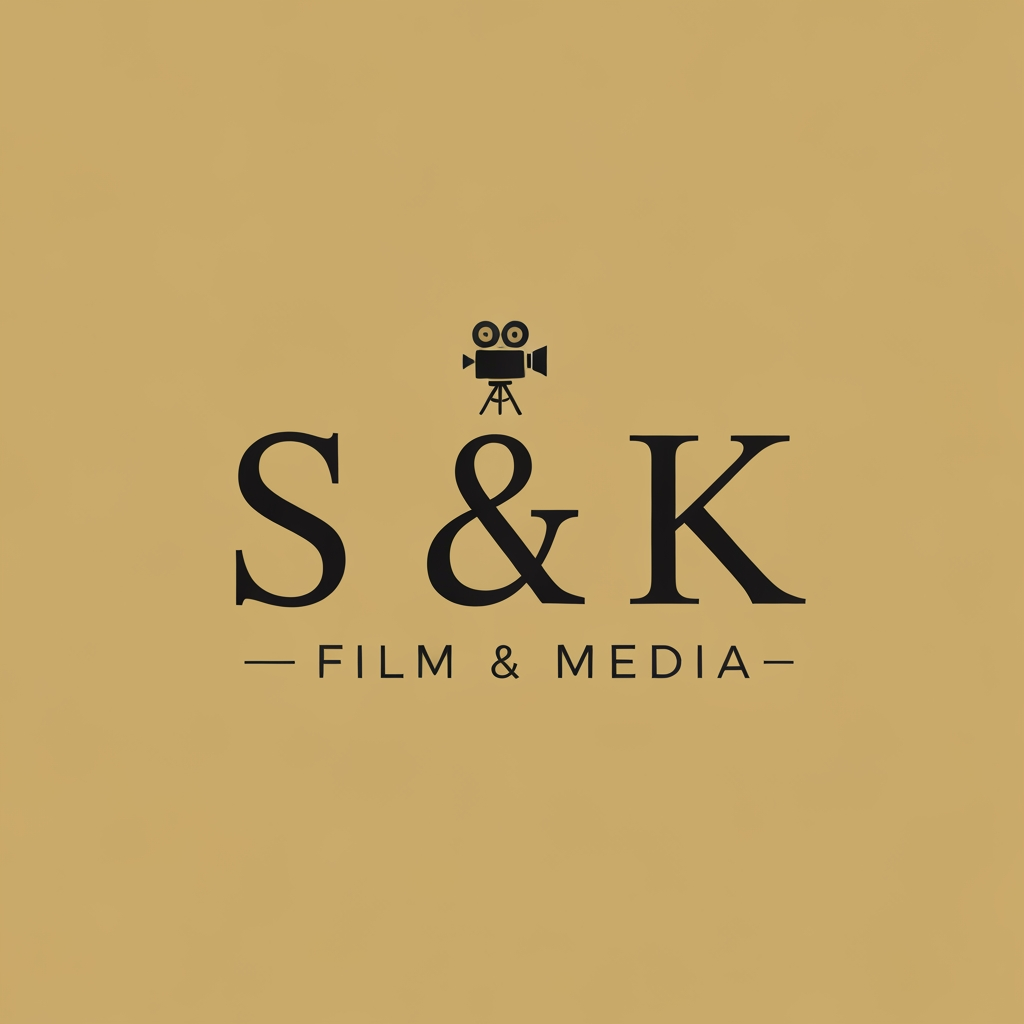 AI Logo Design by Hiding Elephant for Create a classic logo for SK Film & Media featuring a small elegant film camera icon in premium gold. The letters S and K in a refined serif or clean classic font, paired with a subtle gold-black color scheme. Vintage Hollywood feel, sophisticated and timeless