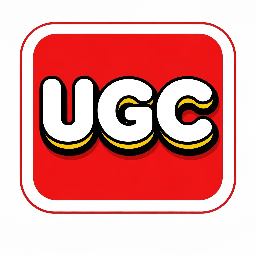 AI Logo Design by Hiding Elephant for Create a logo strongly inspired by the classic LEGO mark, replacing the word “LEGO” with the letters “UGC”. Use a bright red square background with a thin white outer border and a thick yellow inner outline. Center the word UGC in a bold, rounded, bubble-style display type that matches the original logo’s weight and proportions: white letter fills, then a thin yellow stroke around each white letter, then a thick black outline around the yellow stroke. Add a subtle black drop shadow to give the letters the same lifted, embossed feel. Keep proportions, alignment, spacing, and contrast visually equivalent to the original so the new mark reads as the same classic style but with the letters U-G-C. Output at high resolution (at least 4000×4000 px) with transparent background and also a version on white.
Note to designer: exact pixel-for-pixel replication of LEGO’s proprietary type is not requested here — match the letter shapes and rounded geometry closely so the wordmark reads like the original but reads “UGC.” Use clean vector shapes and provide source files (SVG / AI). Color references: red ~ #E4001B, yellow ~ #FFD700, black #000000, white #FFFFFF.