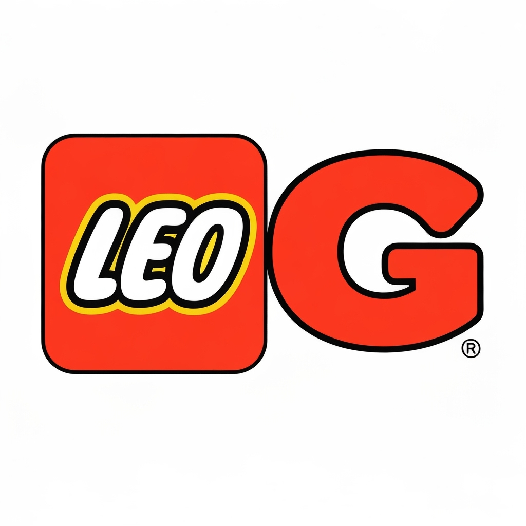 AI Logo Design by Hiding Elephant for create the lego logo but instead of the letters spelling "lego"  make it spell "UGC" make sure all the colors, fonts, etc are the exact same as the original lego logo