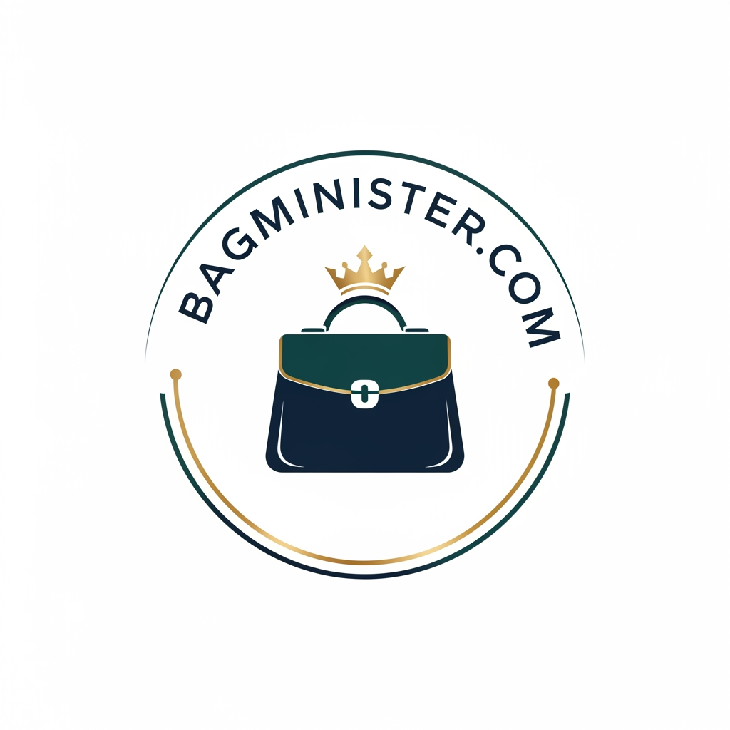 AI Logo Design by Hiding Elephant for i want to create a bag related logo in circle layout for a brand called BagMinister.com