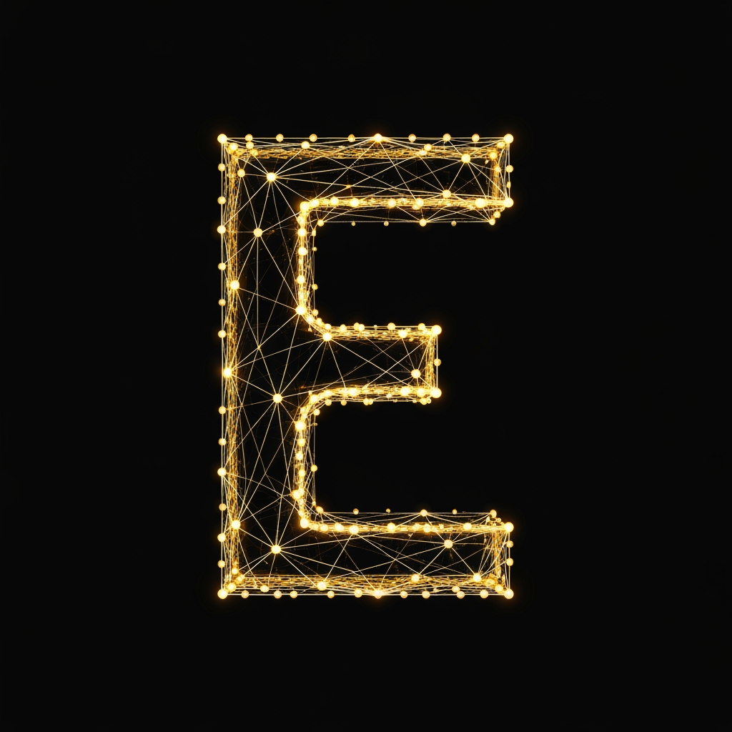 AI Logo Design by Hiding Elephant for A glowing letter E formed by connected dots (symbolizing active digital nodes).