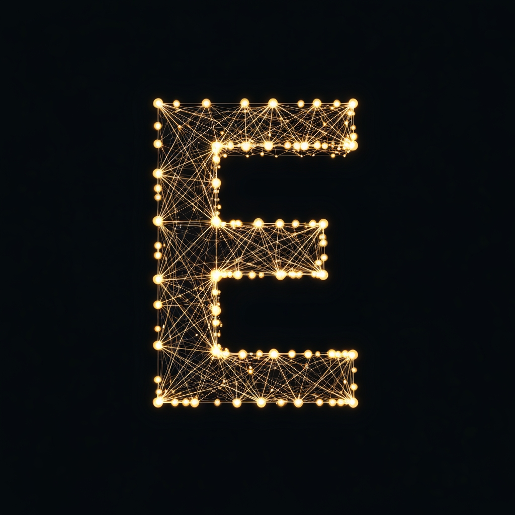 AI Logo Design by Hiding Elephant for A glowing letter E formed by connected dots (symbolizing active digital nodes).