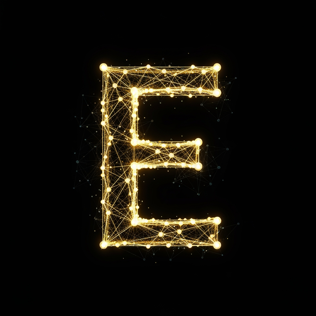 AI Logo Design by Hiding Elephant for A glowing letter E formed by connected dots (symbolizing active digital nodes).