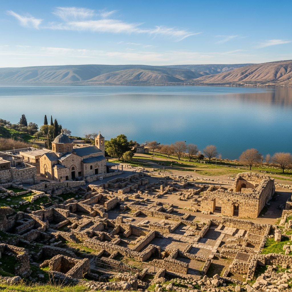 AI Logo Design by Hiding Elephant for תדייק יותר שיהי זום על כפר נחום והכנרת